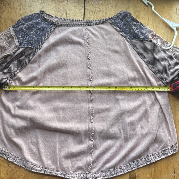 Bohemian Patchwork Top in Beige and Blue - Picture 13 of 15